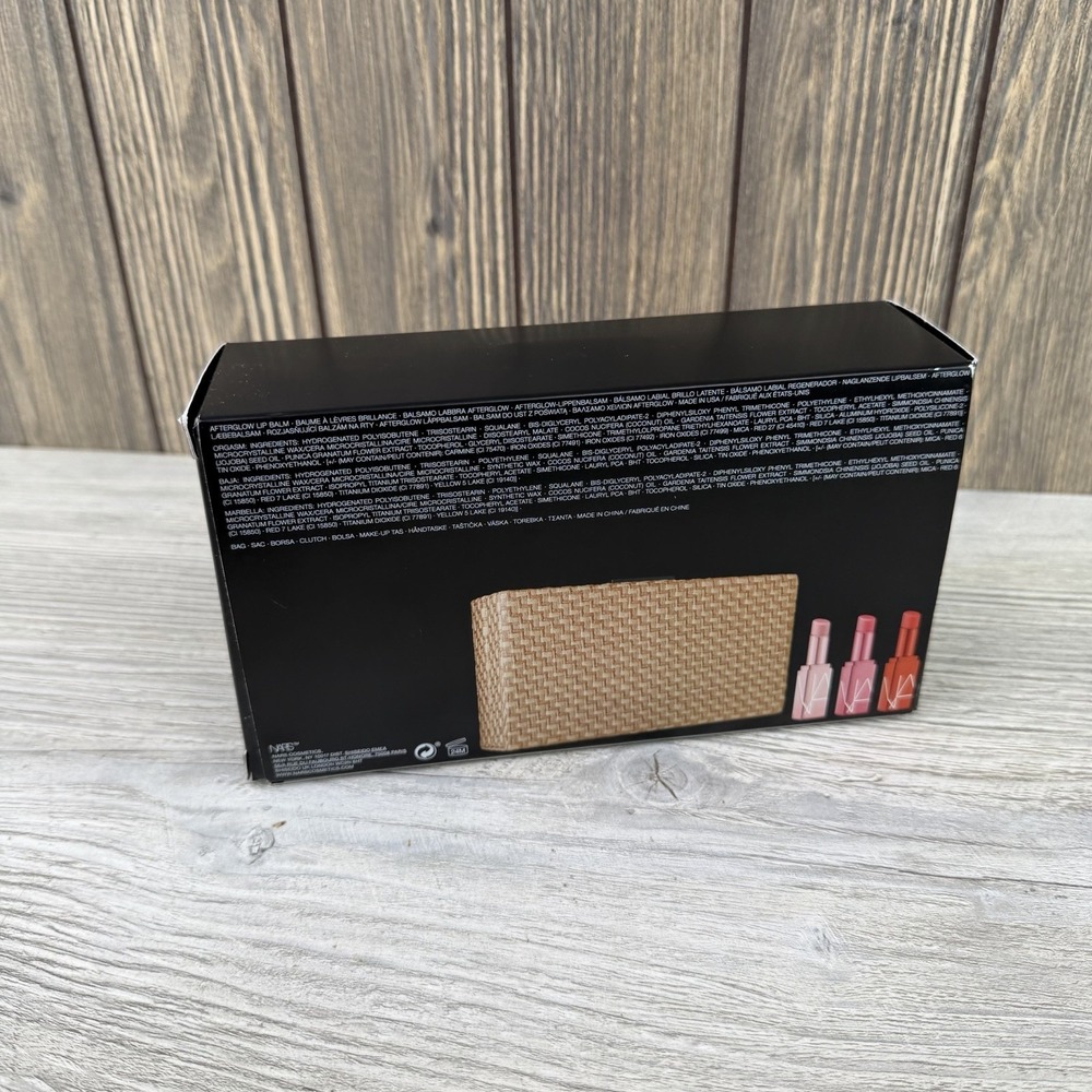 NARS Sur La Plage Lip Balm Set 3pc Woven Clutch Limited Edition New Open Box - Picture 14 of 16